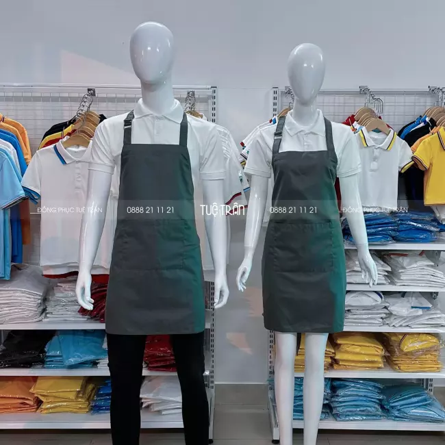 Đồng phục tạp dề yếm màu xám đậm